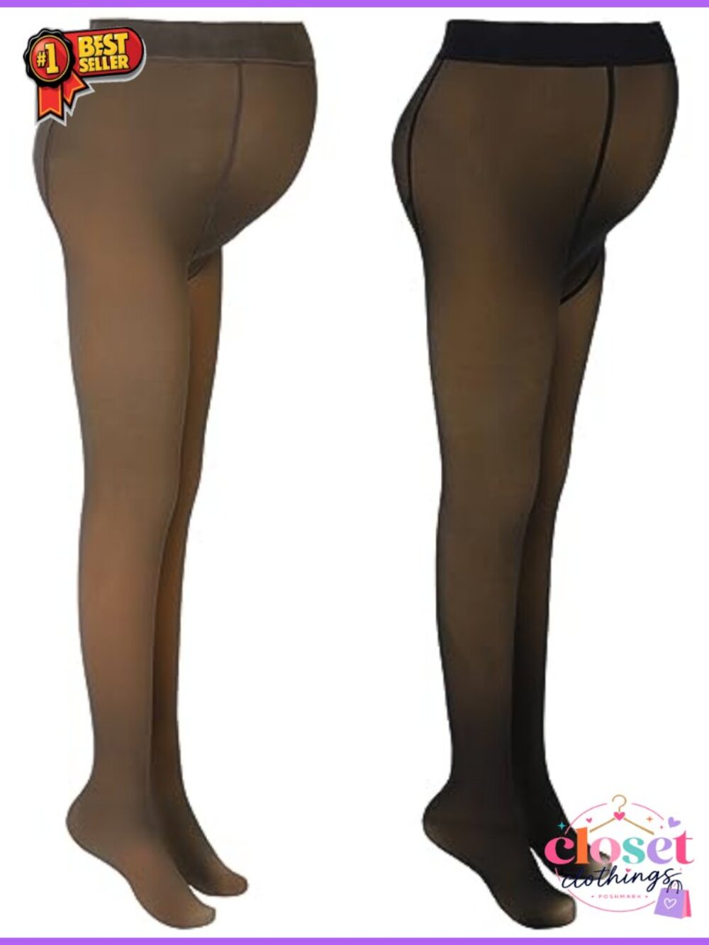 2 Pc Fleece Lined Maternity Tights Warm Stretchy Pregnancy Leggings